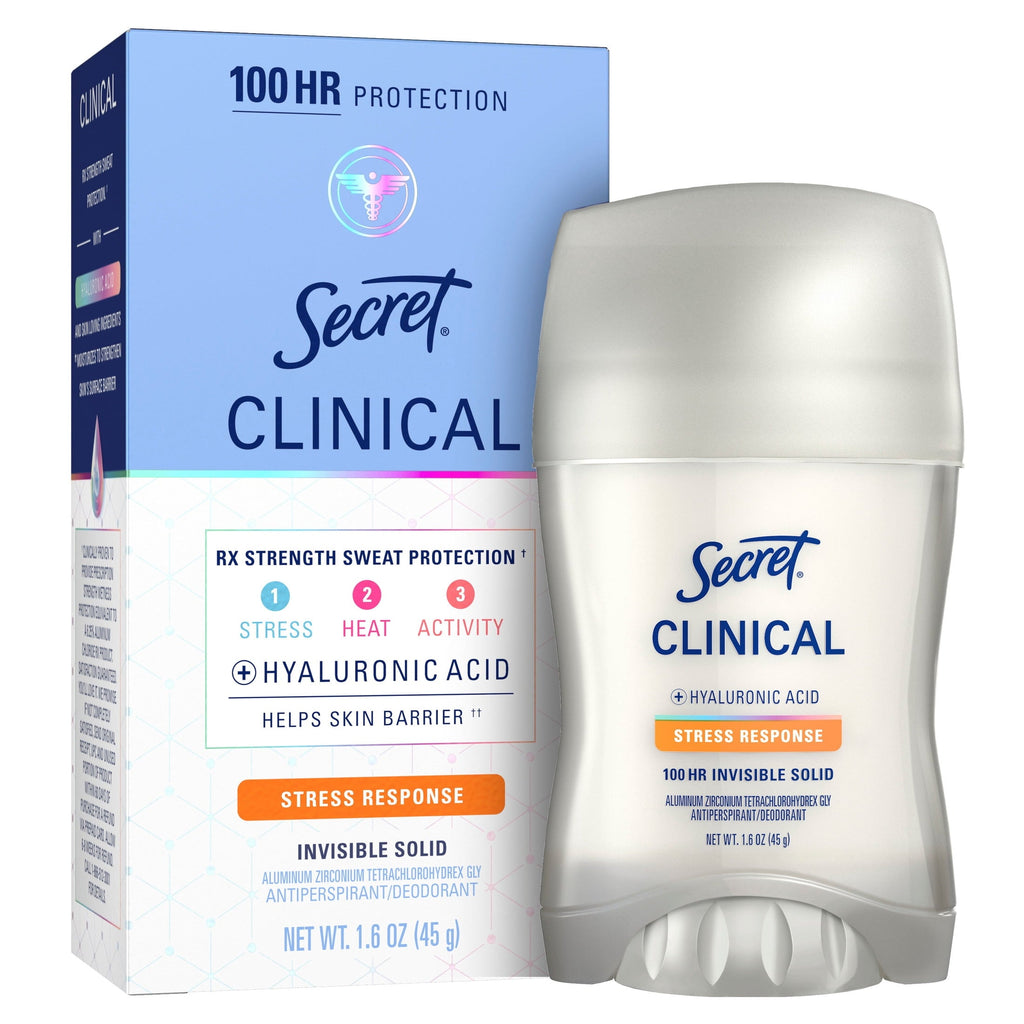 Clinical Antiperspirant Deodorant for Women, 100HR Sweat & Odor Protection, Hyaluronic Acid, Invisible Solid, Stress Response, 2.6 oz