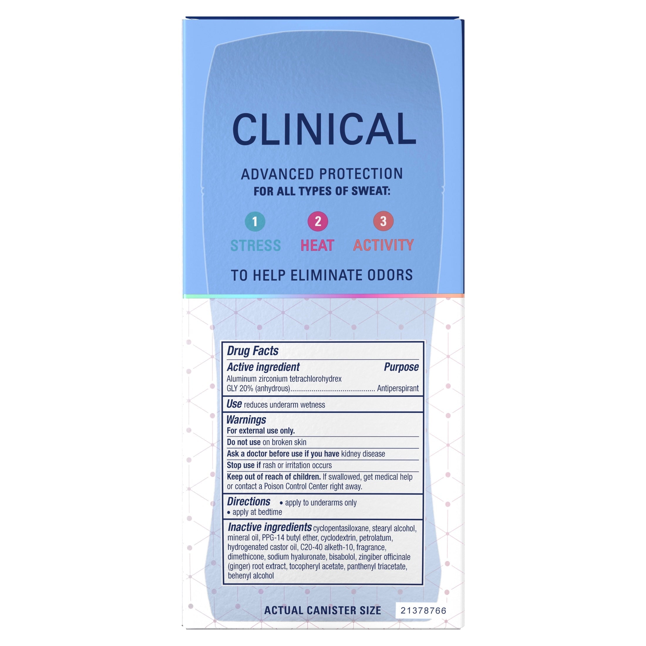 Clinical Antiperspirant and Deodorant, Invisible Solid, Completely Clean, 2.6 oz