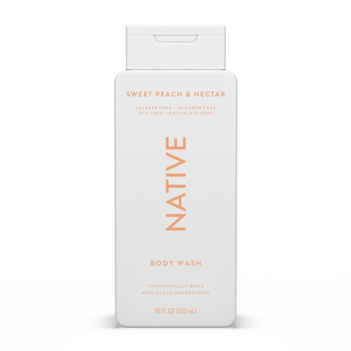 Body Wash, Sweet Peach & Nectar, Sulfate Free, Naturally Derived Ingredients, 24hr Freshness, for Women & Men, 18 fl oz
