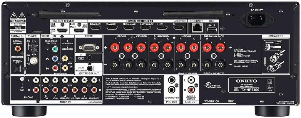 Onkyo TX-NR7100 9.2-Channel AV Receiver - 100 Watts Per Channel Dirac Live Out of Box Works with Sonos Certified THX Certified and More