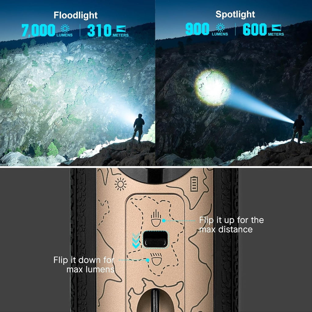 Marauder Mini 7,000 Lumens Bright Flashlight with 600 Meters Beam Distance, Powerful RGB Lights, Magnetic Rechargeable for Outdoors Work, Hunting, and Searching(Midnight Blue)