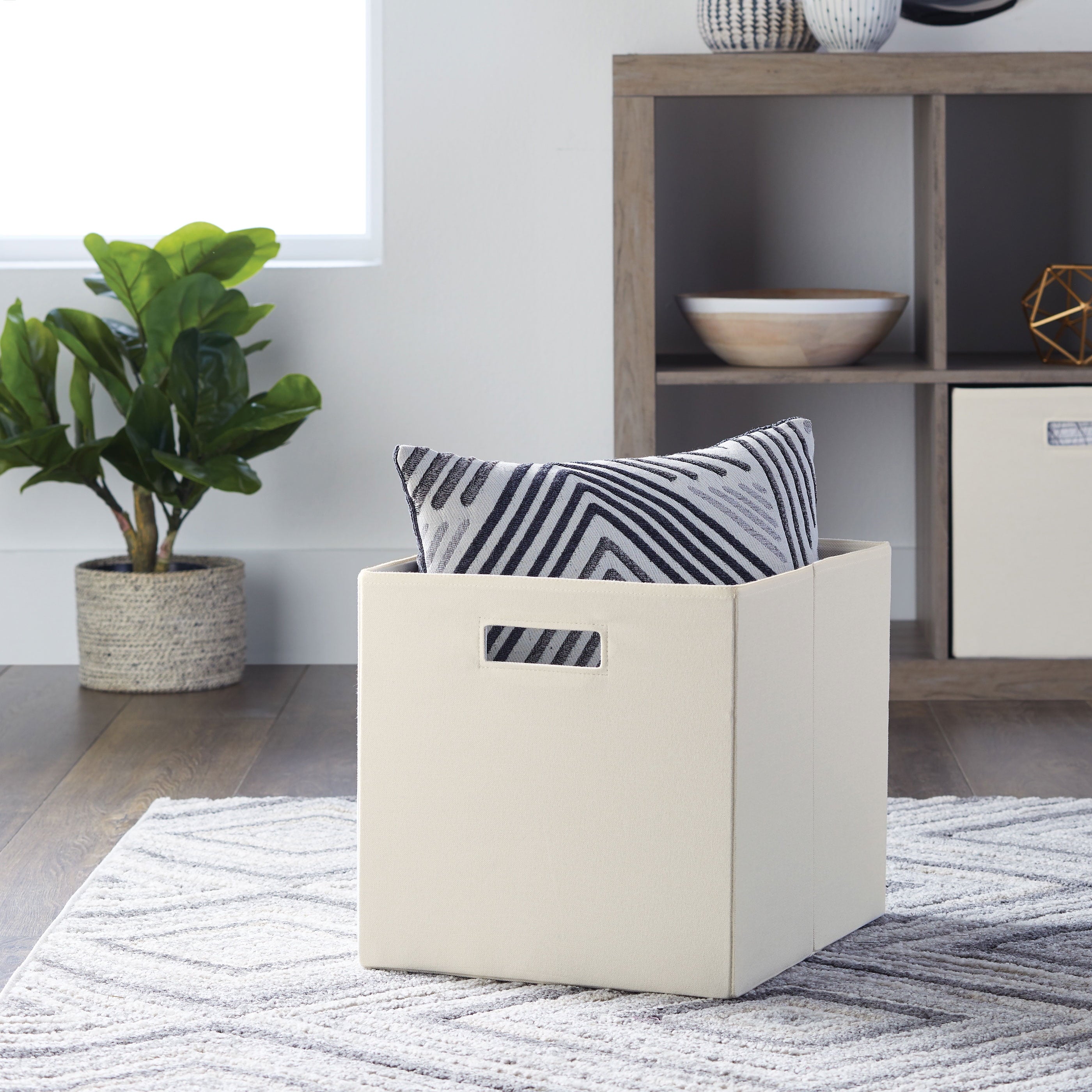 Better Homes & Gardens Collapsible Fabric Cube Storage Bin, Vanilla