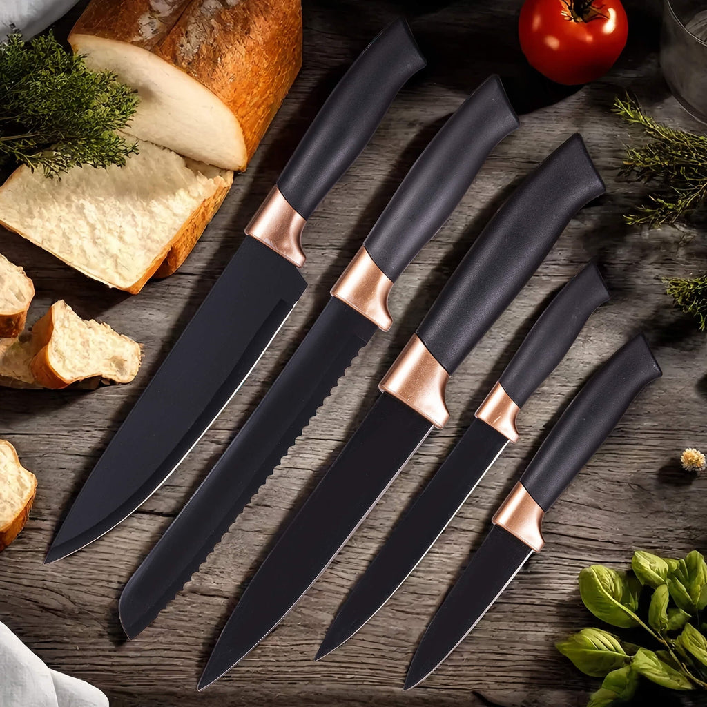 19-Piece Silicone Kitchen Utensil & Knife Set - Heat-Resistant Cooking Tools Non-Stick Safe Gift for Mom or Women Black