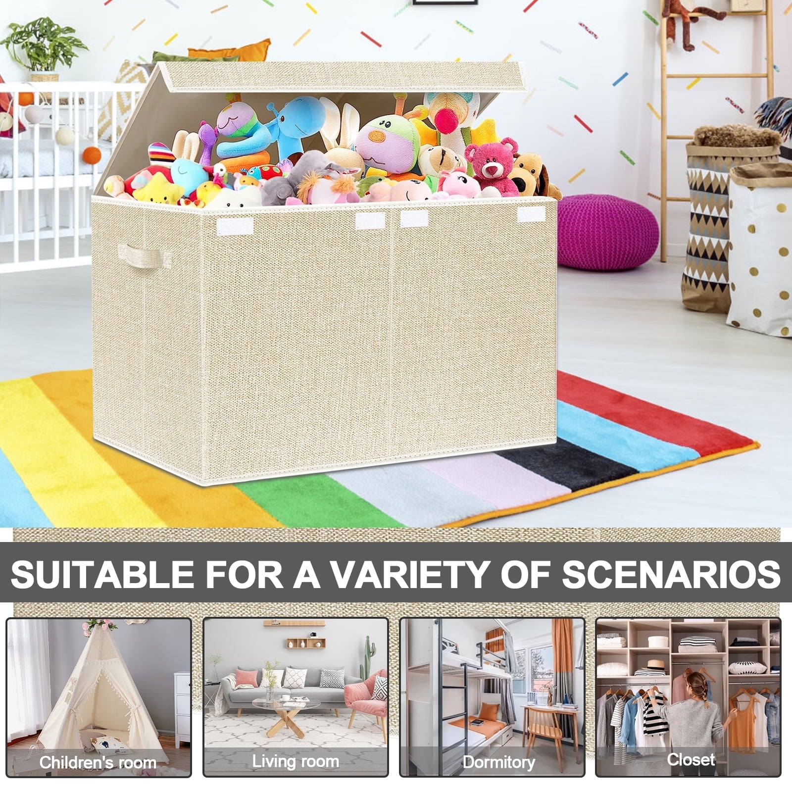 Large Toy Box for Girls,Toy Chest for Kids -Collapsible Toy Storage Organizer with Lid Toy Bin Storage Organizer for Nursery, Playroom, Bedroom , Closet, Living Room, Kindergarten (Pink)