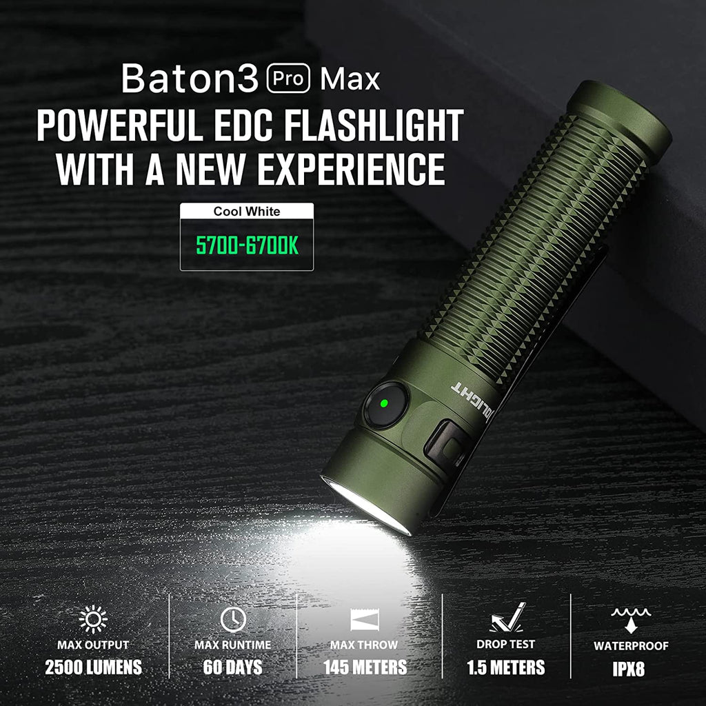Baton 3 Pro Max 2500 Lumen Rechargeable EDC Flashlight
