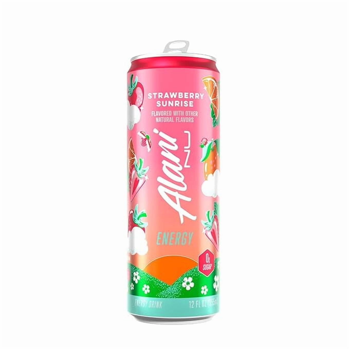New Alani Energy Drinks Strawberry Sunrise Low - Calorie, Zero Suger, Energy Boost Drinks 12 oz (6 Pack)