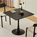 Square Dining Table, 31.5" Tulip Table with Thickened Tabletop & Metal Pedestal, Mid Century Modern Bistro Table for Kitchen, Small Places, Living Room, Cafe (Black)
