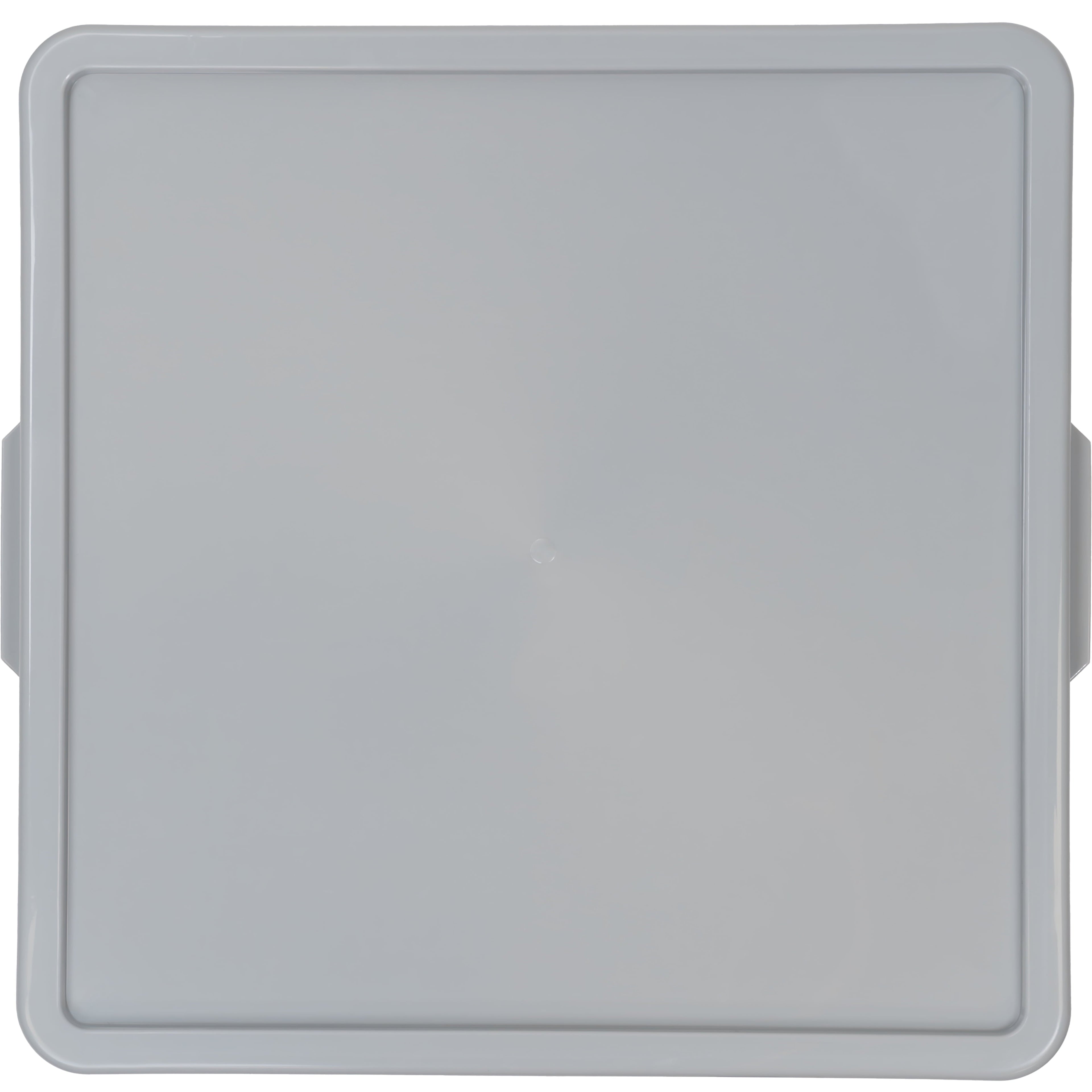 Kids Large Tinted Clear Plastic Stacking Storage Bin with Lid, Grey, 12 in x 12.4 in x 9.4 in