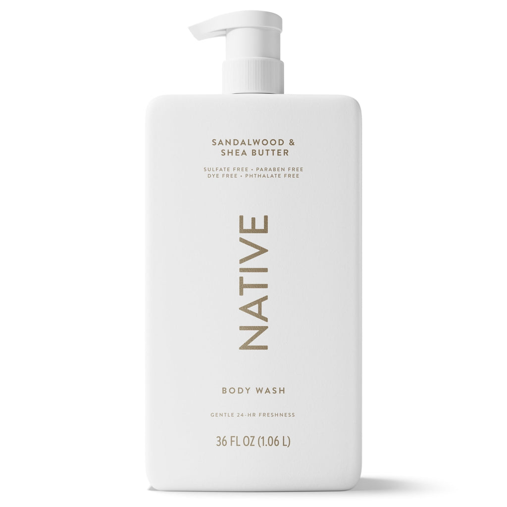 Body Wash, Sandalwood & Shea Butter, Sulfate Free, Naturally Derived Ingredients, 24hr Freshness, for Women & Men, 36 fl oz