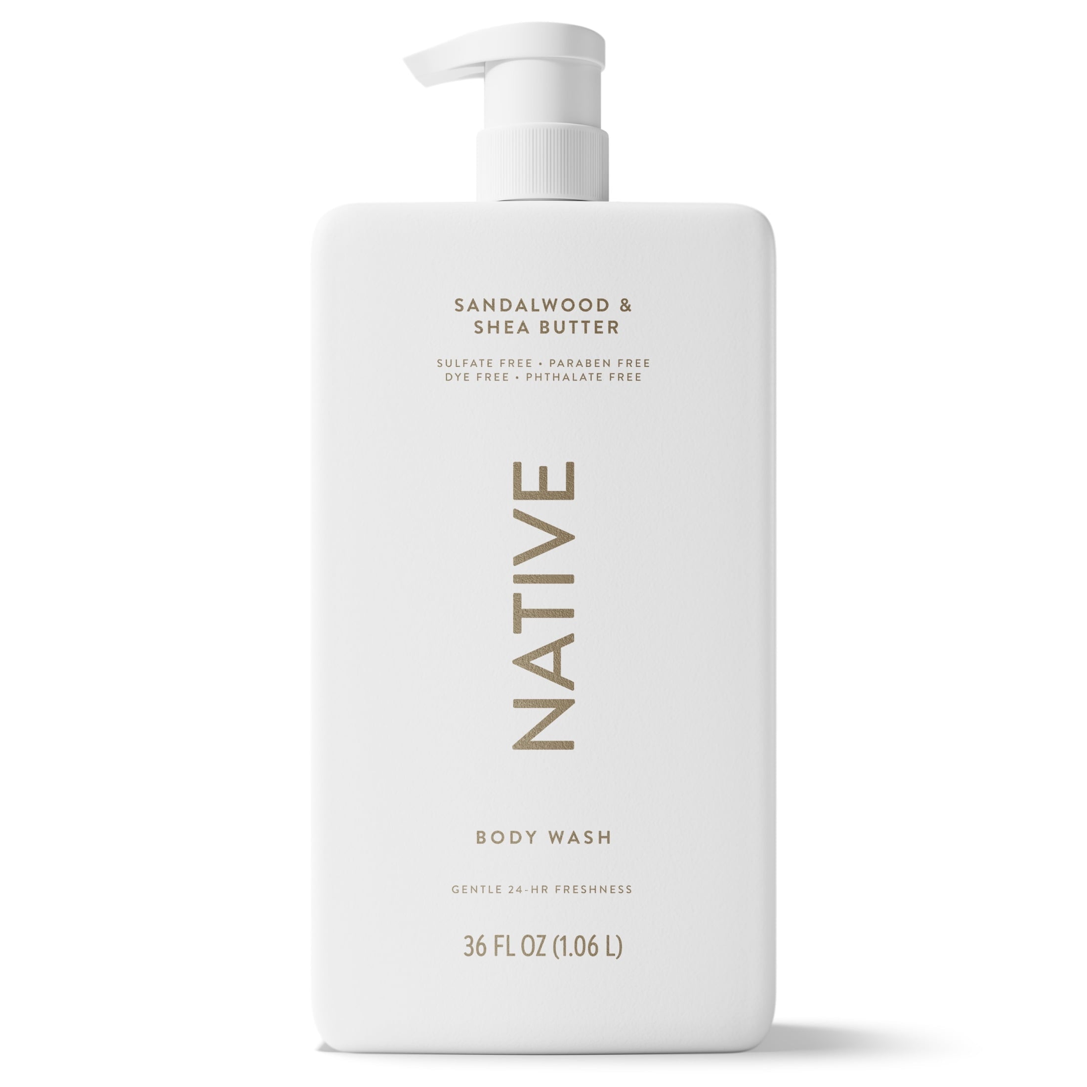 Body Wash, Sandalwood & Shea Butter, Sulfate Free, Naturally Derived Ingredients, 24hr Freshness, for Women & Men, 36 fl oz