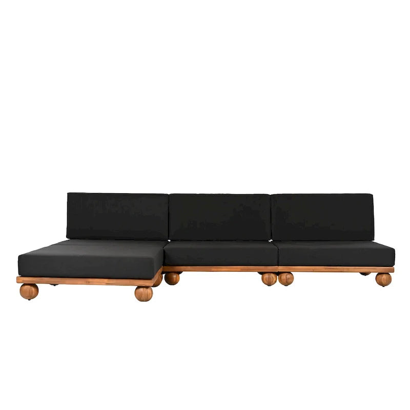 Scott Living Dulcie 4 Piece Outdoor Acacia Wood L Shape Setional Sofa with Removable Cushions