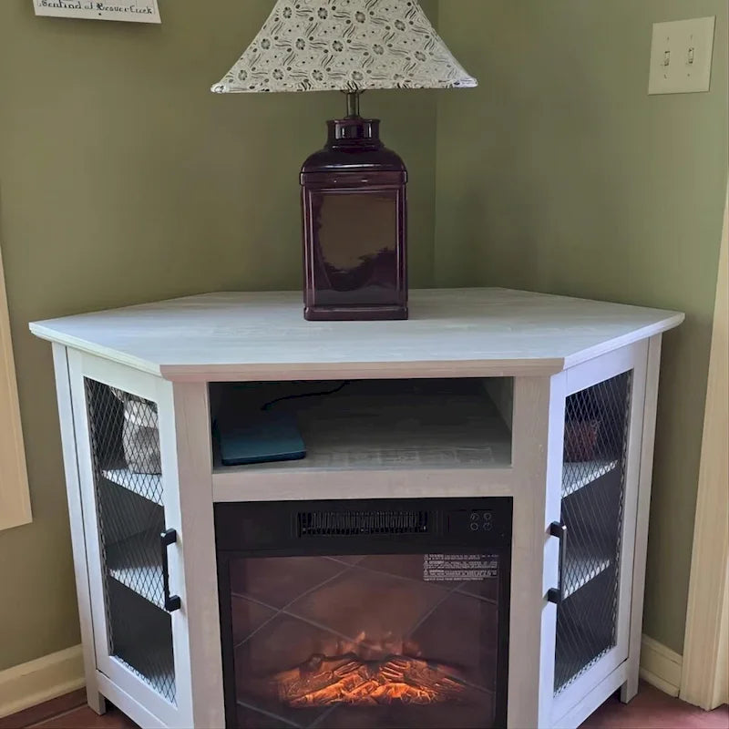 45 Industrial Corner Electric Fireplace TV Stands Console Table with 17 Electric Fireplace