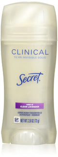 Antiperspirant And Deodorant For Women, Clinical Strength Invisible Solid, Clean Lavender Scent, 2.6 Oz