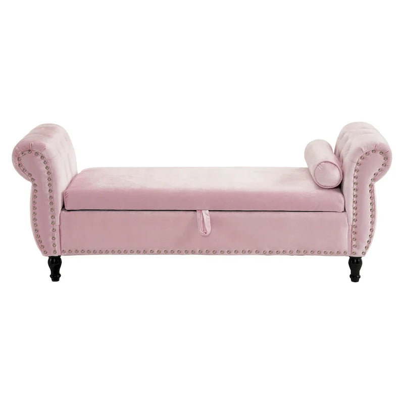 Xanthia Traditional Velvet Multifuntional Storage Ottoman Bench with Pillow by Christopher Knight Home