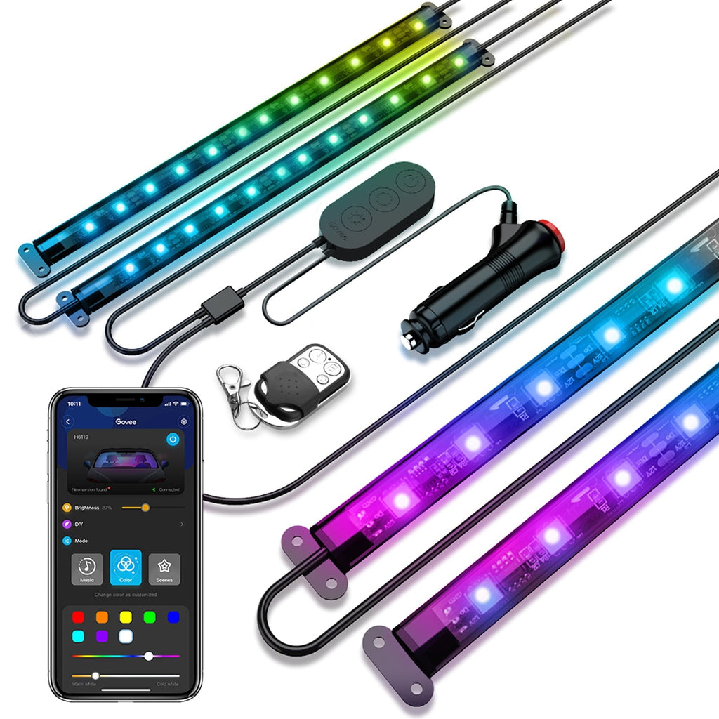 Interior Car LED Lights,RGBIC Color Changing Effect,Smart APP Control,4 Music Mode,4 Pack,0.98 Ft