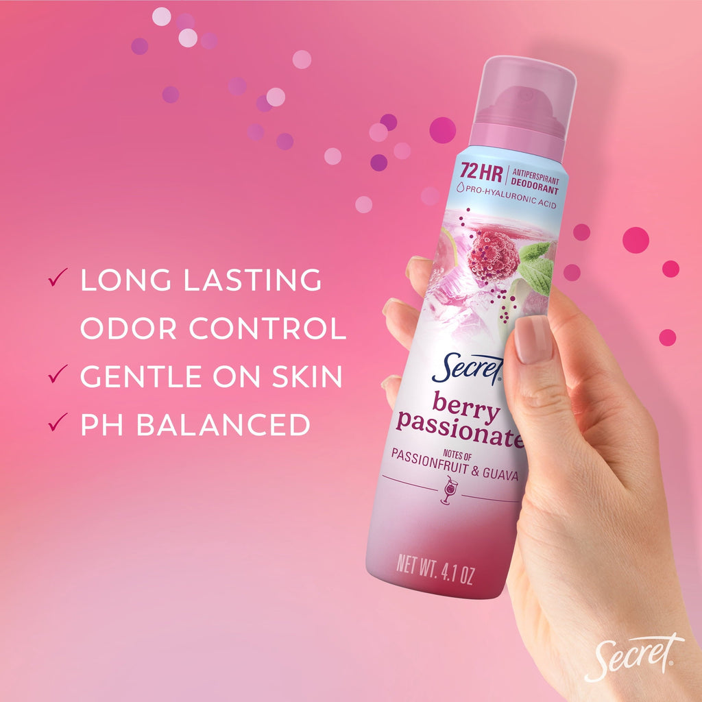 Dry Spray Antiperspirant Deodorant for Women, Berry Passionate, 4.1oz