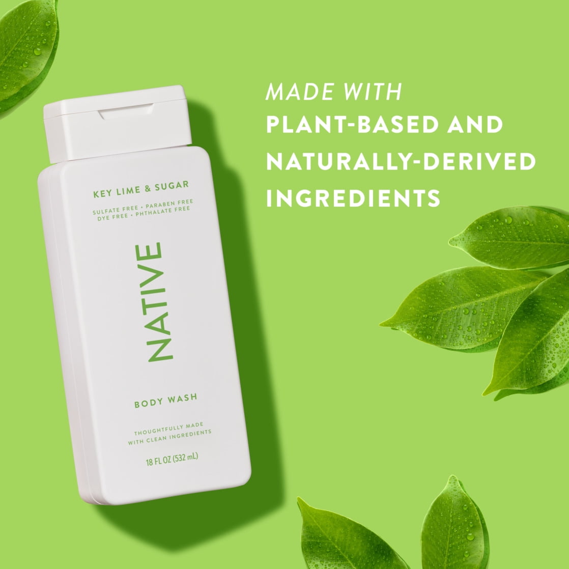 Body Wash, Key Lime & Sugar, Sulfate Free, Naturally Derived Ingredients, 24hr Freshness, for Women & Men, 18 fl oz
