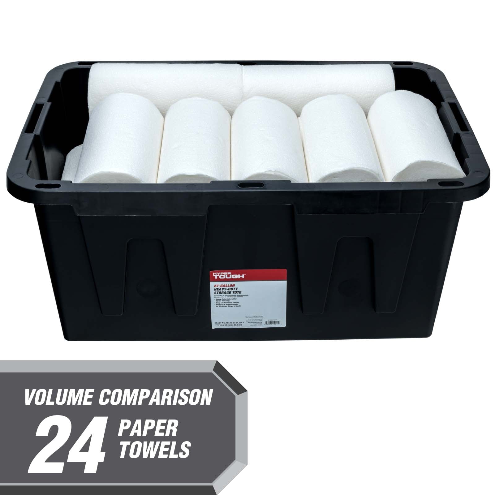 27 Gallon Large Storage Bin with Snap Lid, Black and Red, Heavy Duty Plastic Storage Container