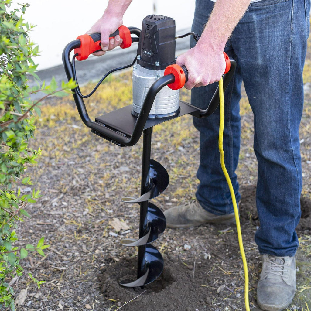 XtremepowerUS 1500W Electric Post Hole Digger with 6  Auger Bit, Anti Vibration Handle & Safety Lock for Soil & Fence Posts