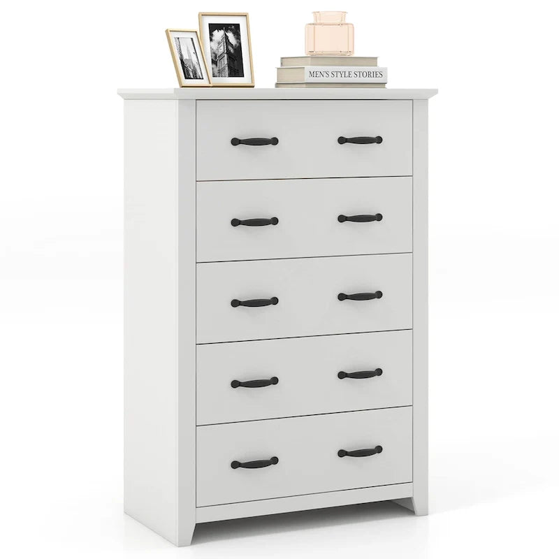 5 Drawer Chest Storage Dresser Tall Cabinet Organizer Bedroom Hallway