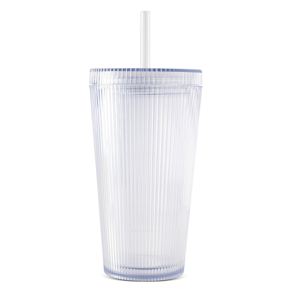 Double-Wall 18oz Iced Coffee Tumbler with Straw