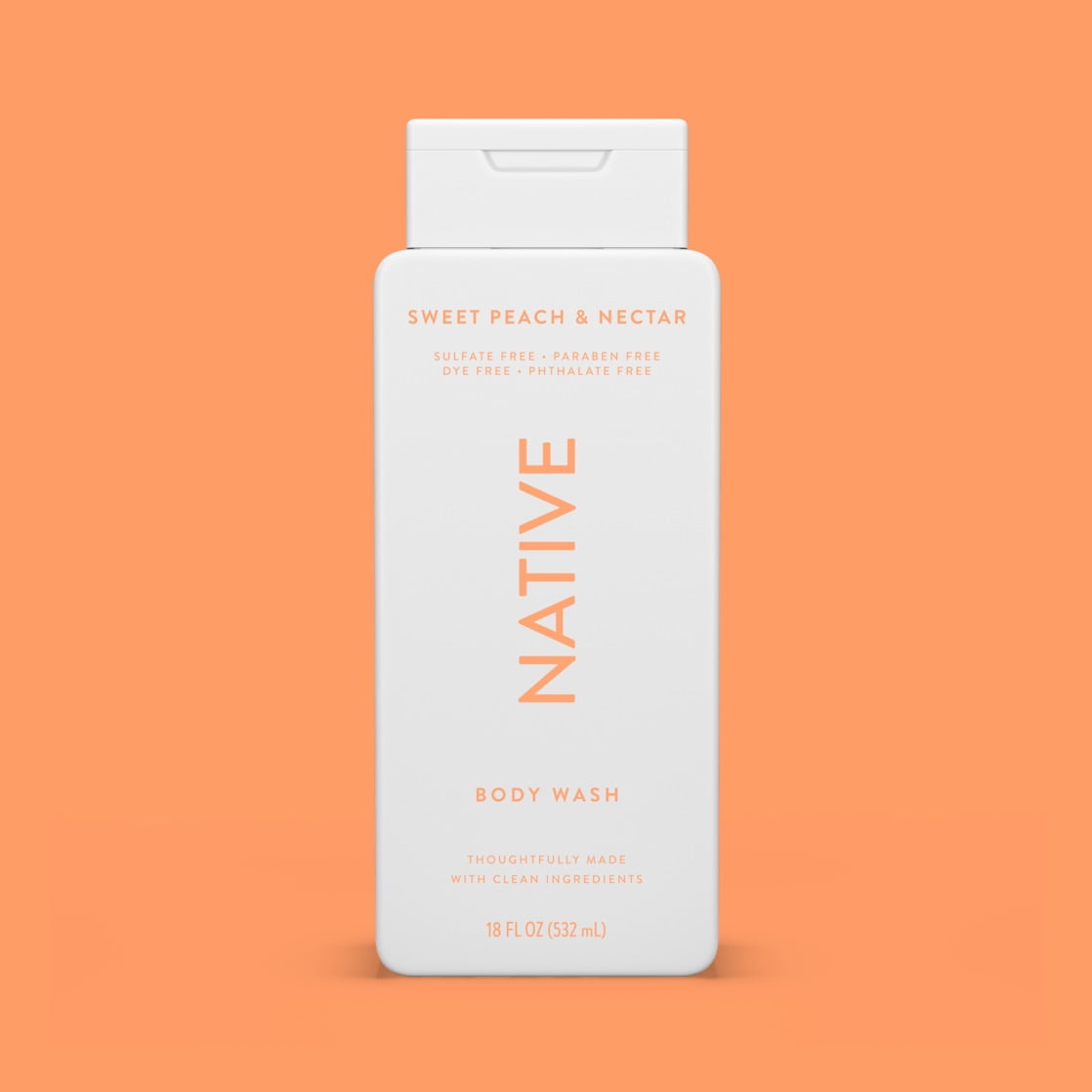Body Wash, Sweet Peach & Nectar, Sulfate Free, Naturally Derived Ingredients, 24hr Freshness, for Women & Men, 18 fl oz