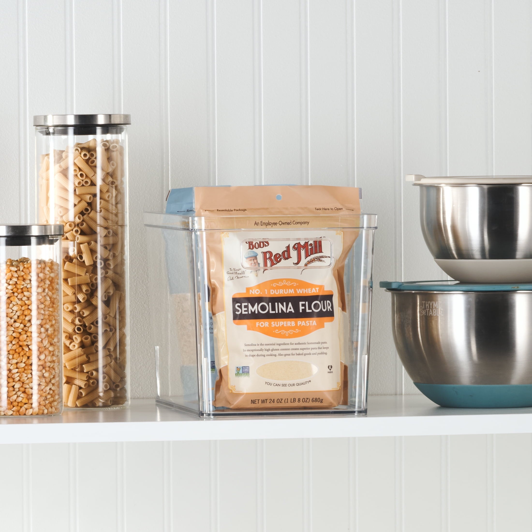 Large Deep Clear Plastic Pantry Storage Bin Organizer, Kitchen Cabinet, Fridge, Shelf and Countertop Storage Container for Pantry Organization, 12" x 7.5" x 8"