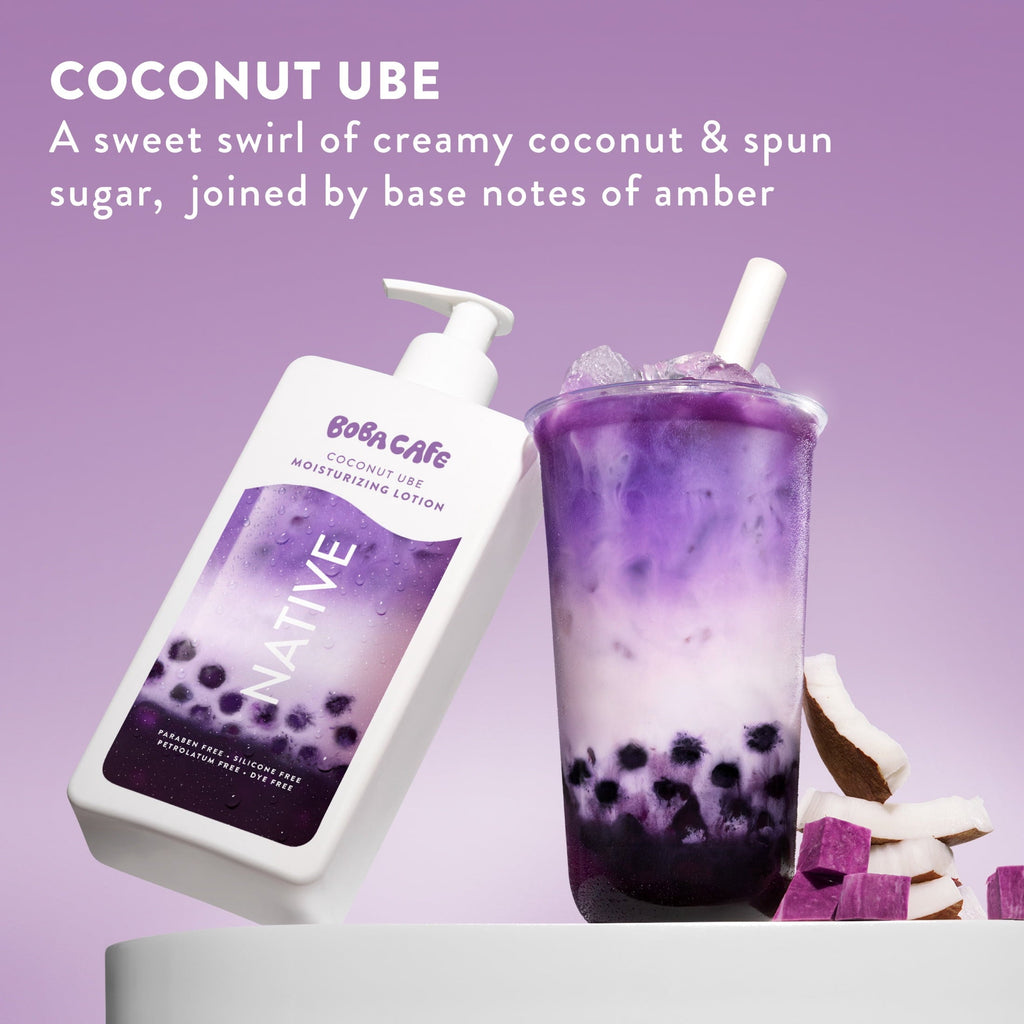 Moisturizing Body Lotion, Limited Edition Coconut Ube, Silicone Free for Women and Men, Boba Café, 16.5 oz