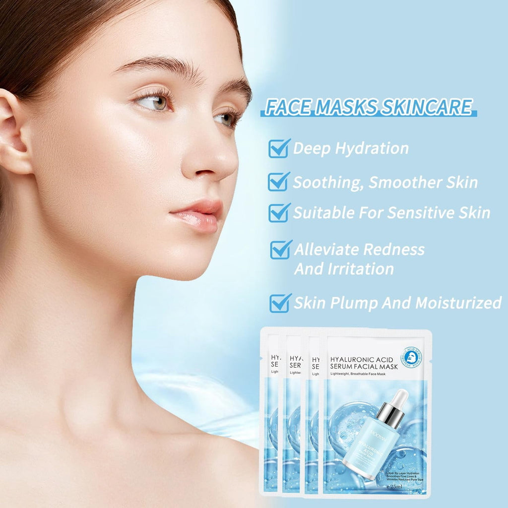 11 Pack Fruit Moisturizing Facial Mask Sheet, Rich in Fruit Essence Face Mask to Brighten and Hydrate Dull Skin