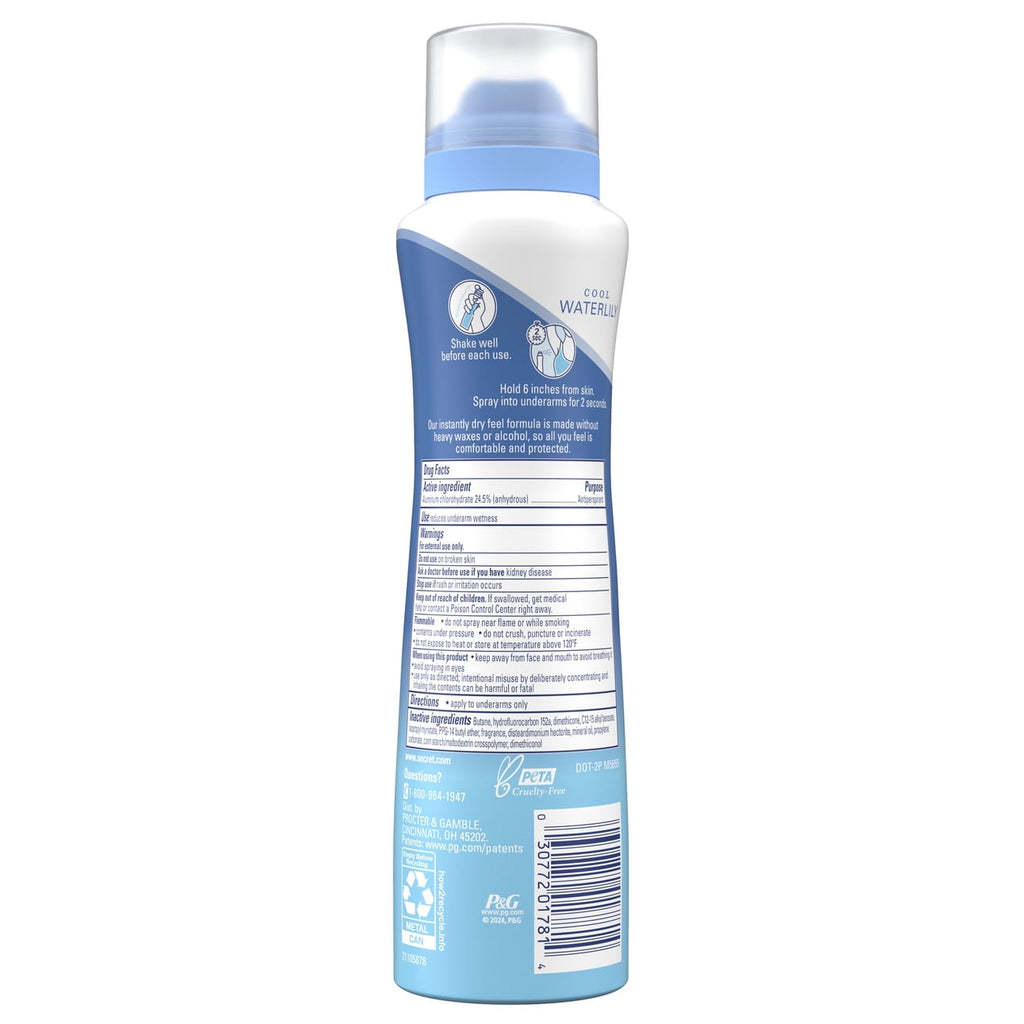 Dry Spray Antiperspirant Deodorant, Waterlily and Argan Oil, 4.1 oz