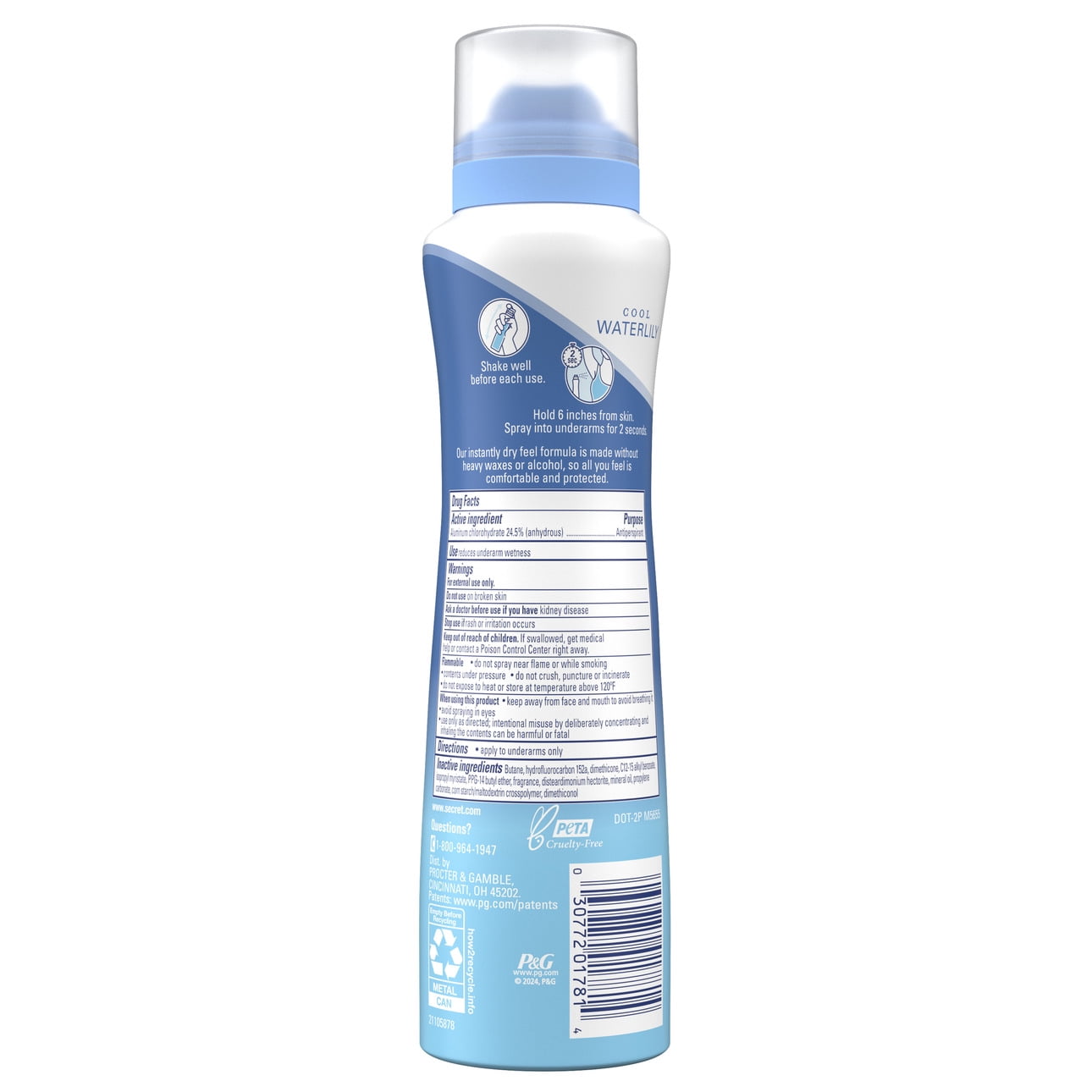 Dry Spray Antiperspirant Deodorant, Waterlily and Argan Oil, 4.1 oz