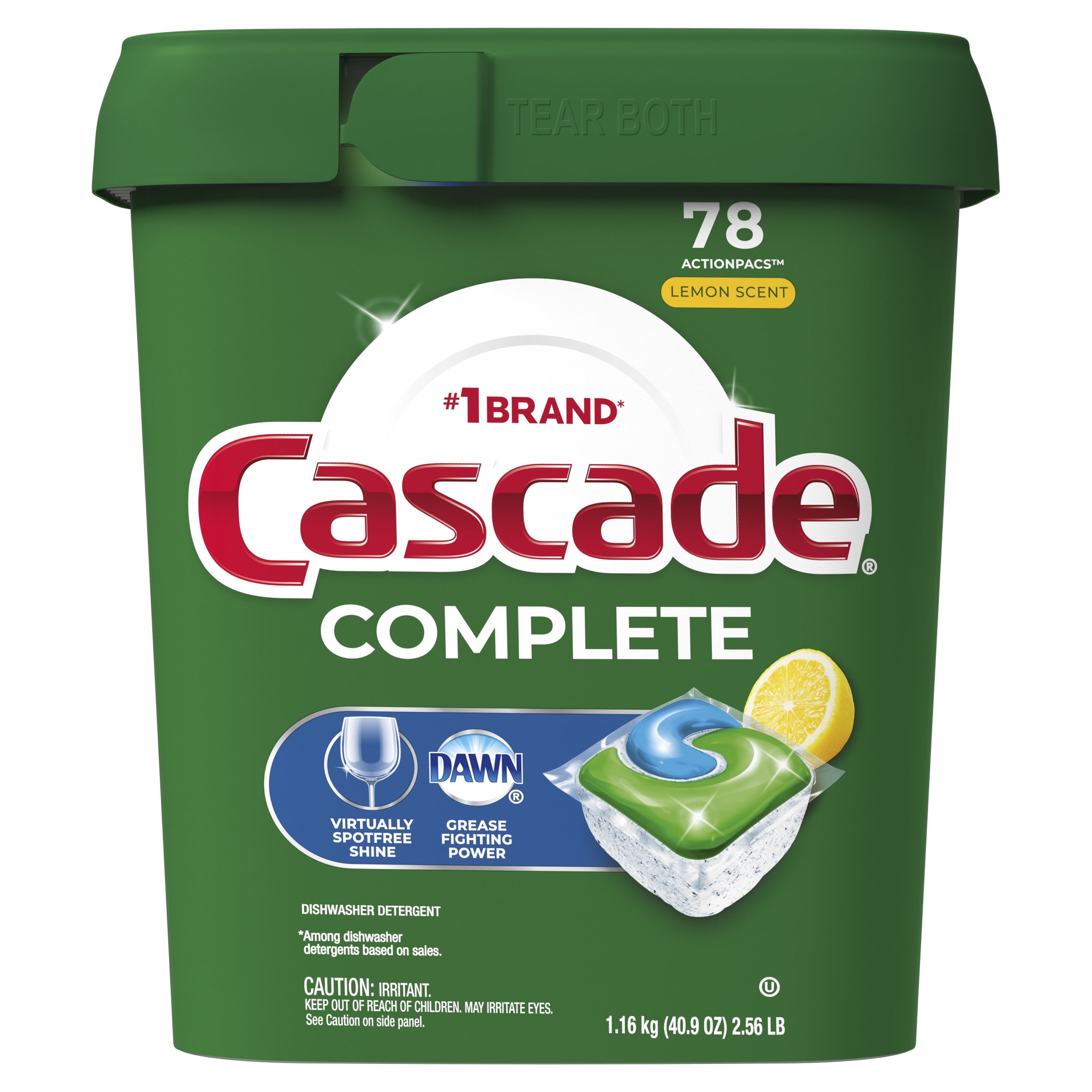 Complete Dishwasher Pods, Action Pacs Dishwasher Detergent, Dishwasher Tabs, Lemon, 78 Count