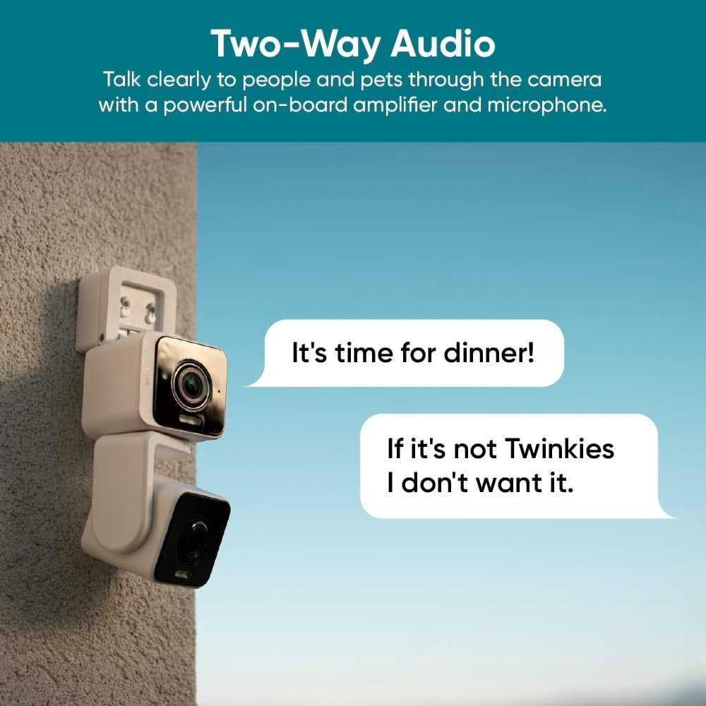 Duo Cam Pan Indoor/Outdoor Smart Security Camera 2K IP65 360° Pan/Tilt with Color Night Vision and Spotlight