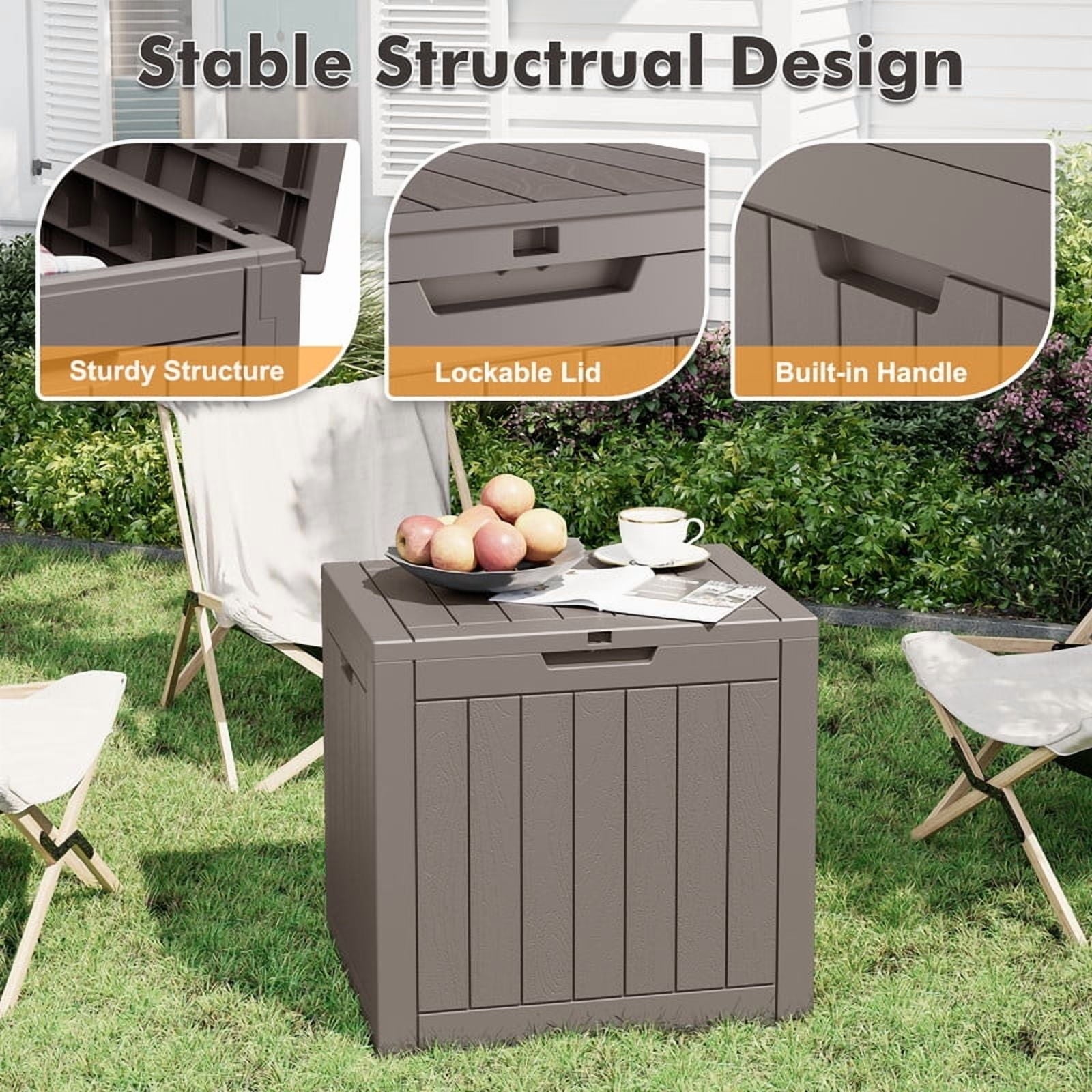 31 Gallon Deck Box, Resin Outdoor Storage Box, and Storage Deck Box for Garden Tools, Supplies, Toys