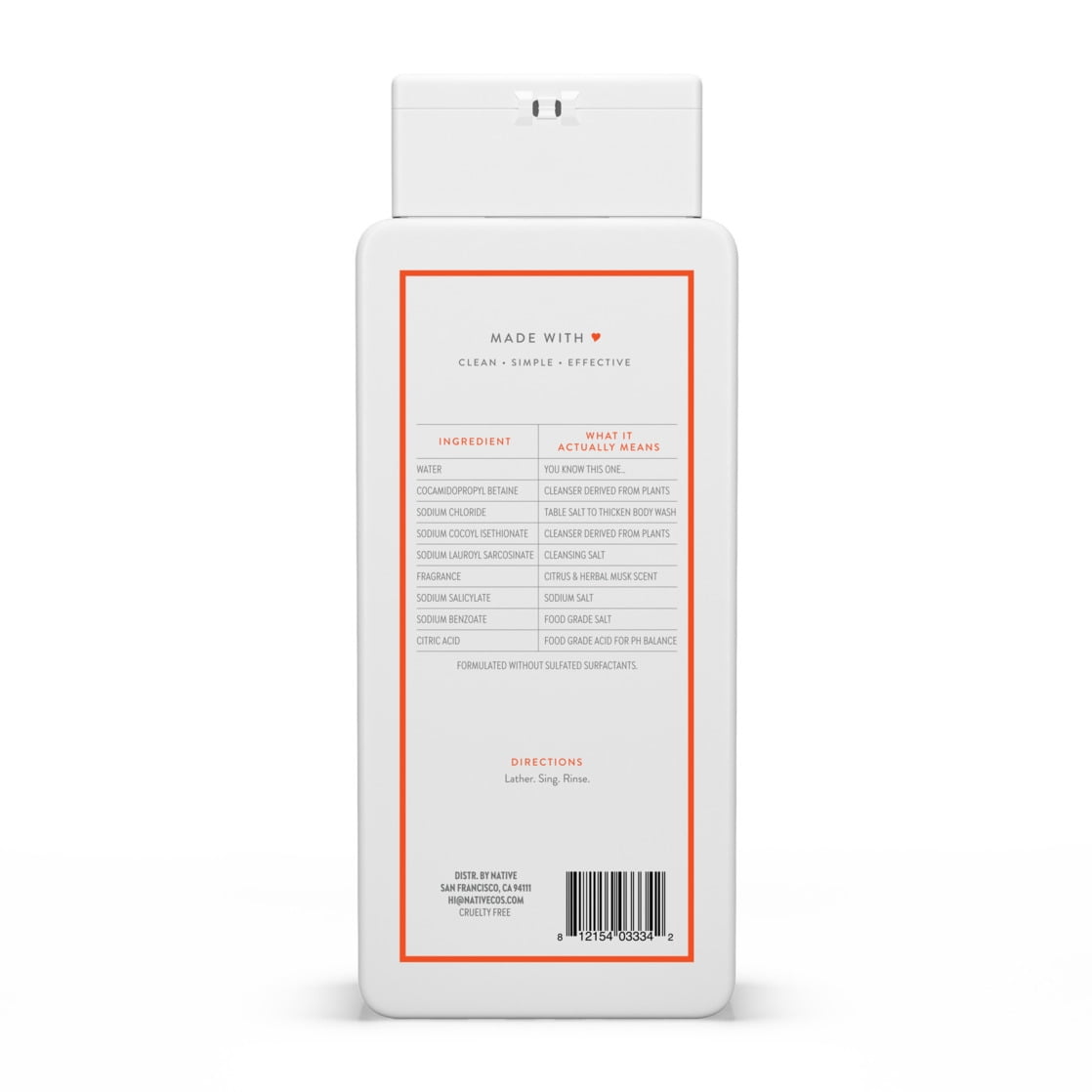 Body Wash, Citrus & Herbal Musk, Sulfate Free, Naturally Derived Ingredients, 24hr Freshness, for Women & Men, 18 fl oz