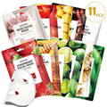 11 Pack Fruit Moisturizing Facial Mask Sheet, Rich in Fruit Essence Face Mask to Brighten and Hydrate Dull Skin