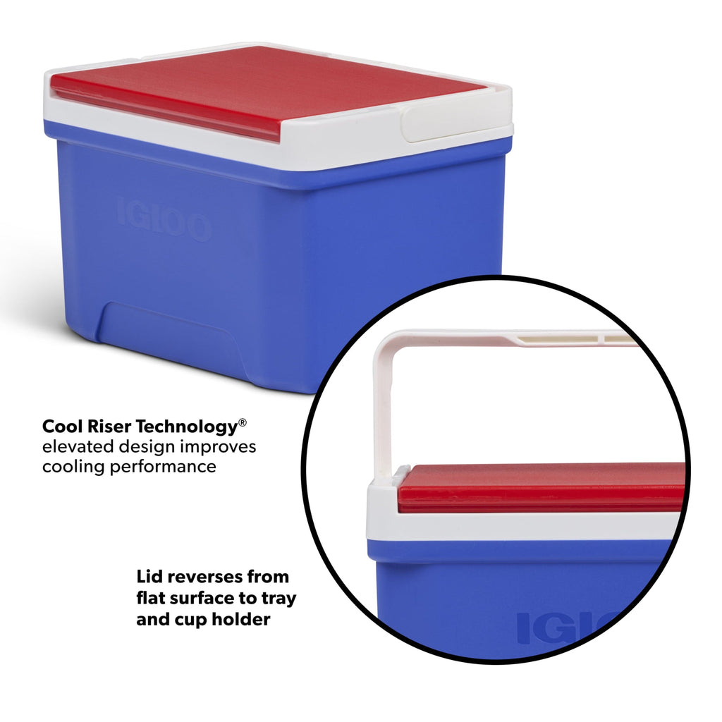 9 QT Laguna Ice Chest Cooler, Blue Red and White
