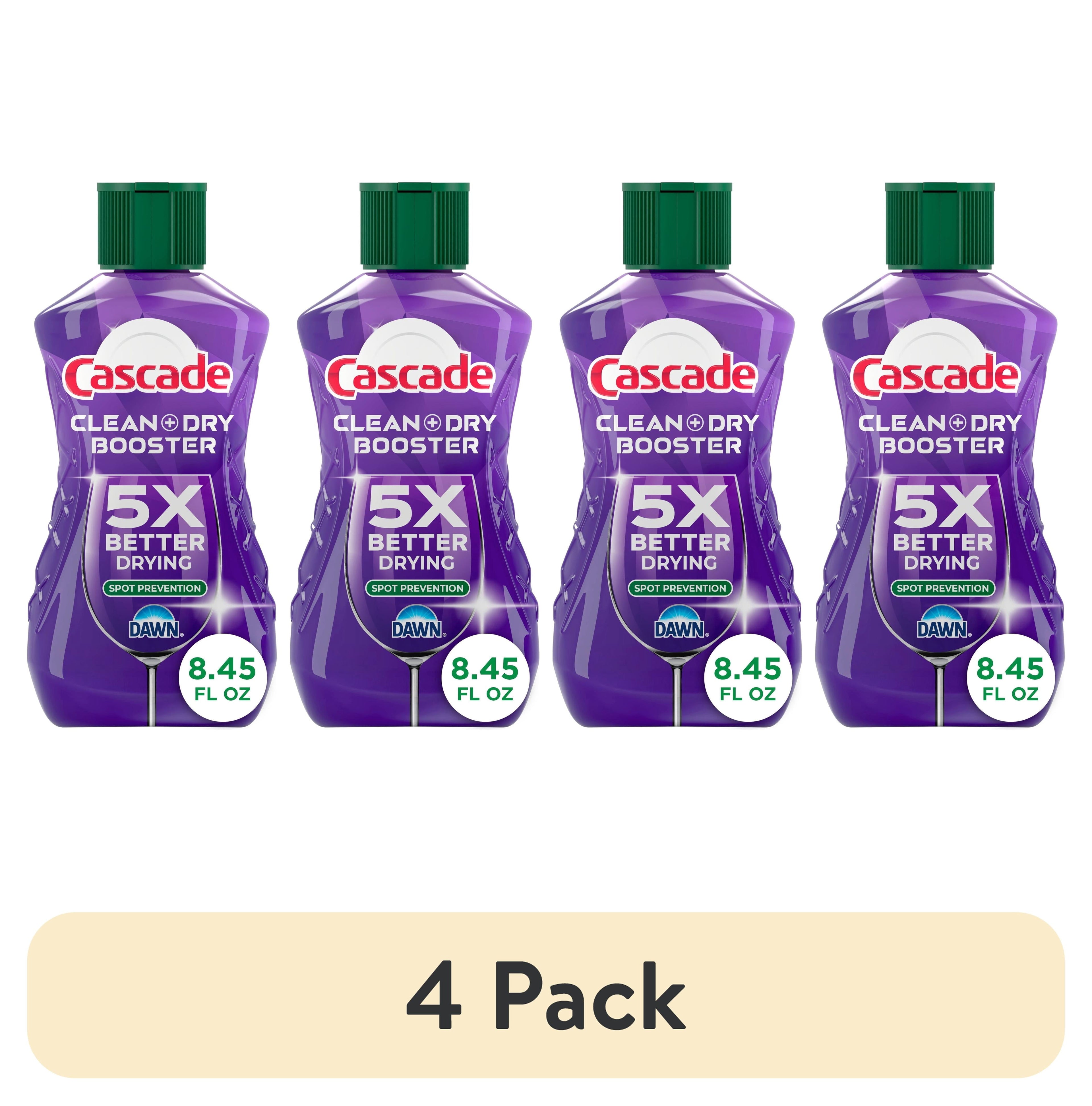 (4 pack) Cascade Rinse Aid Clean & Dry Booster, 8.45oz