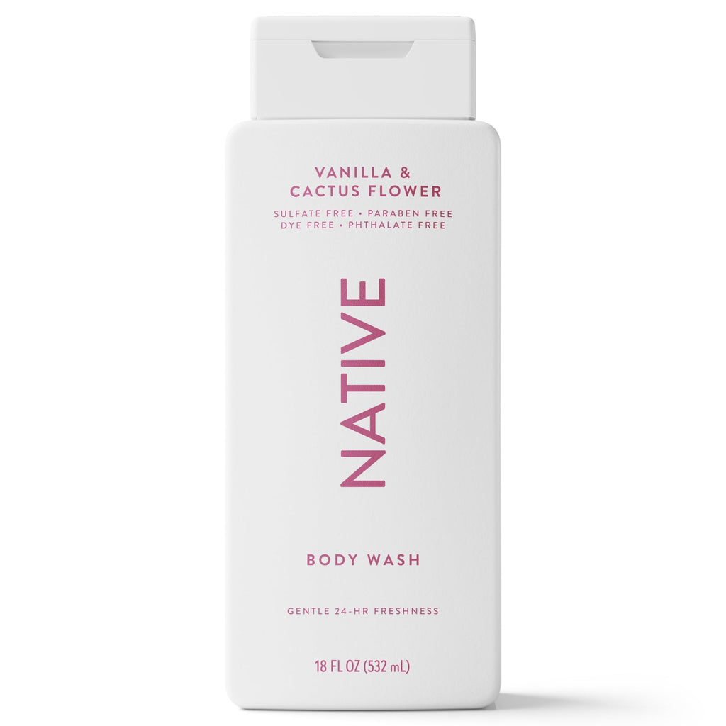 Body Wash, Vanilla & Cactus Flower, Sulfate Free, Naturally Derived Ingredients, 24hr Freshness, for Women & Men, 18 fl oz