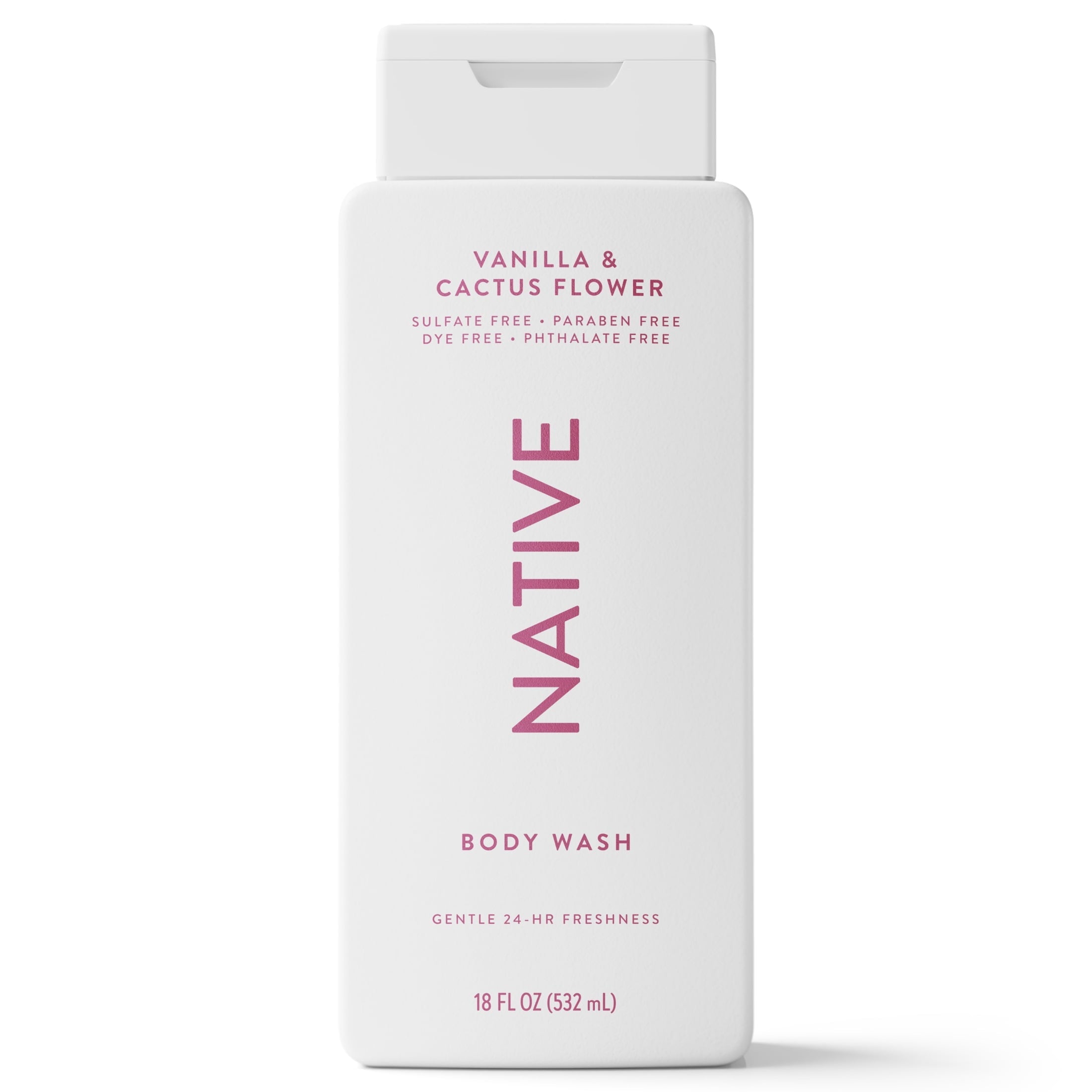Body Wash, Vanilla & Cactus Flower, Sulfate Free, Naturally Derived Ingredients, 24hr Freshness, for Women & Men, 18 fl oz