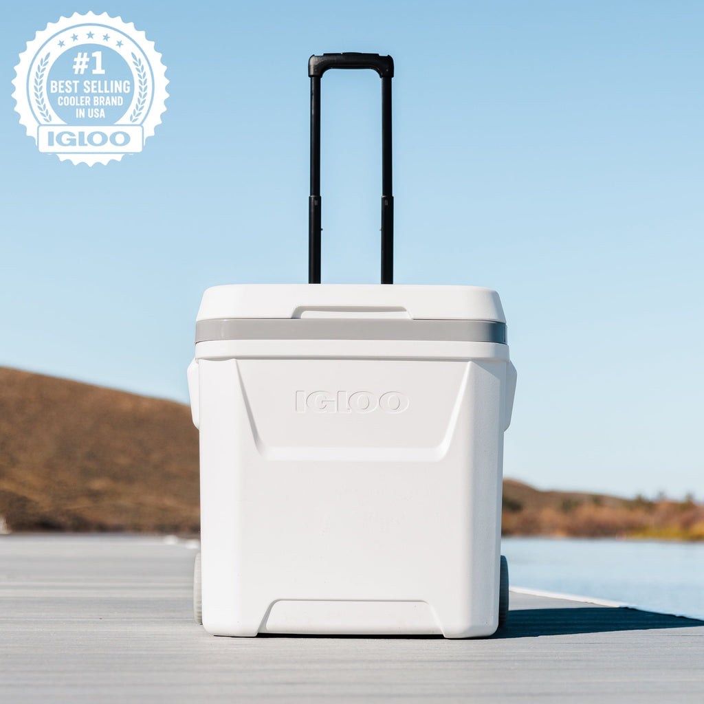 60 QT Marine Ice Chest Cooler with Wheels, White