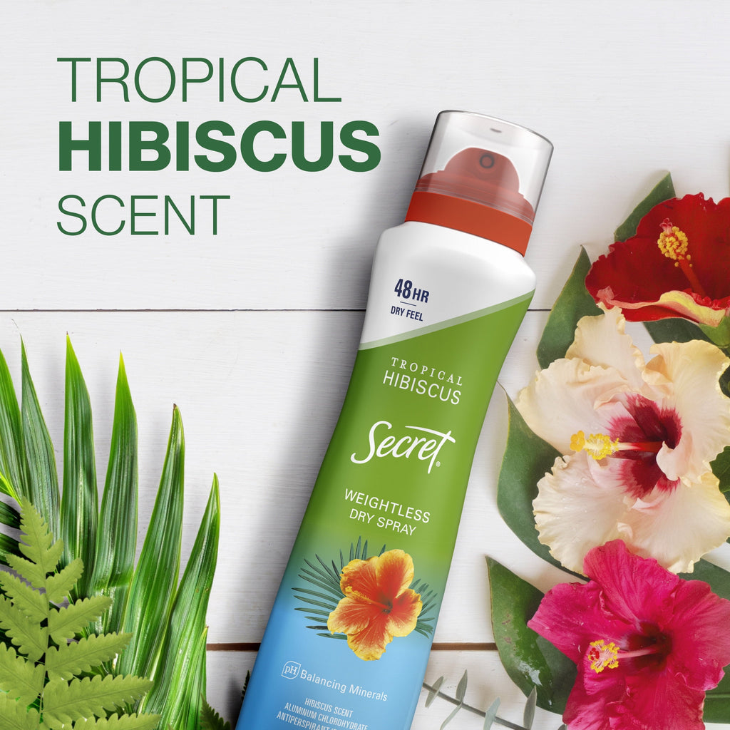 Dry Spray Antiperspirant Deodorant for Women, Tropical Hibiscus, 4.1 oz