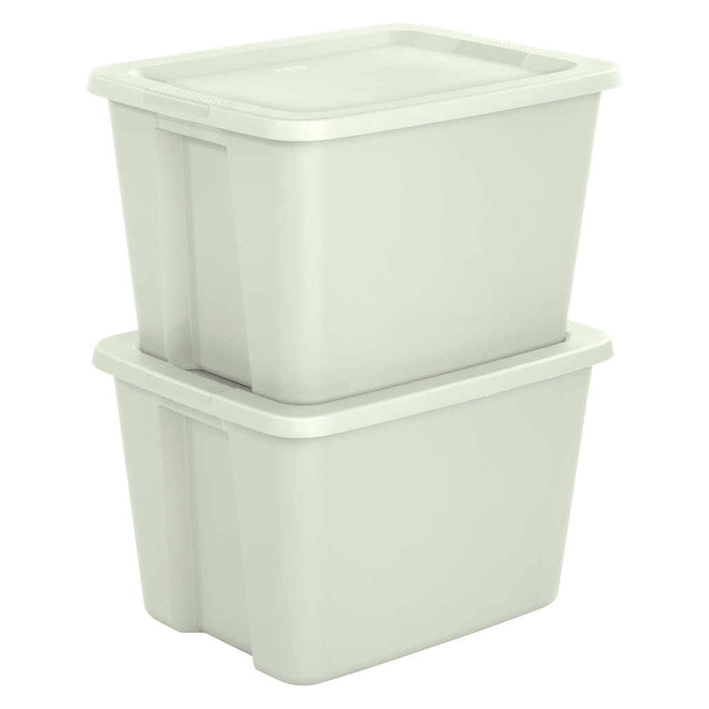 18 Gallon Tote, Plastic Storage Bin with Snap-on Lid, Light Green