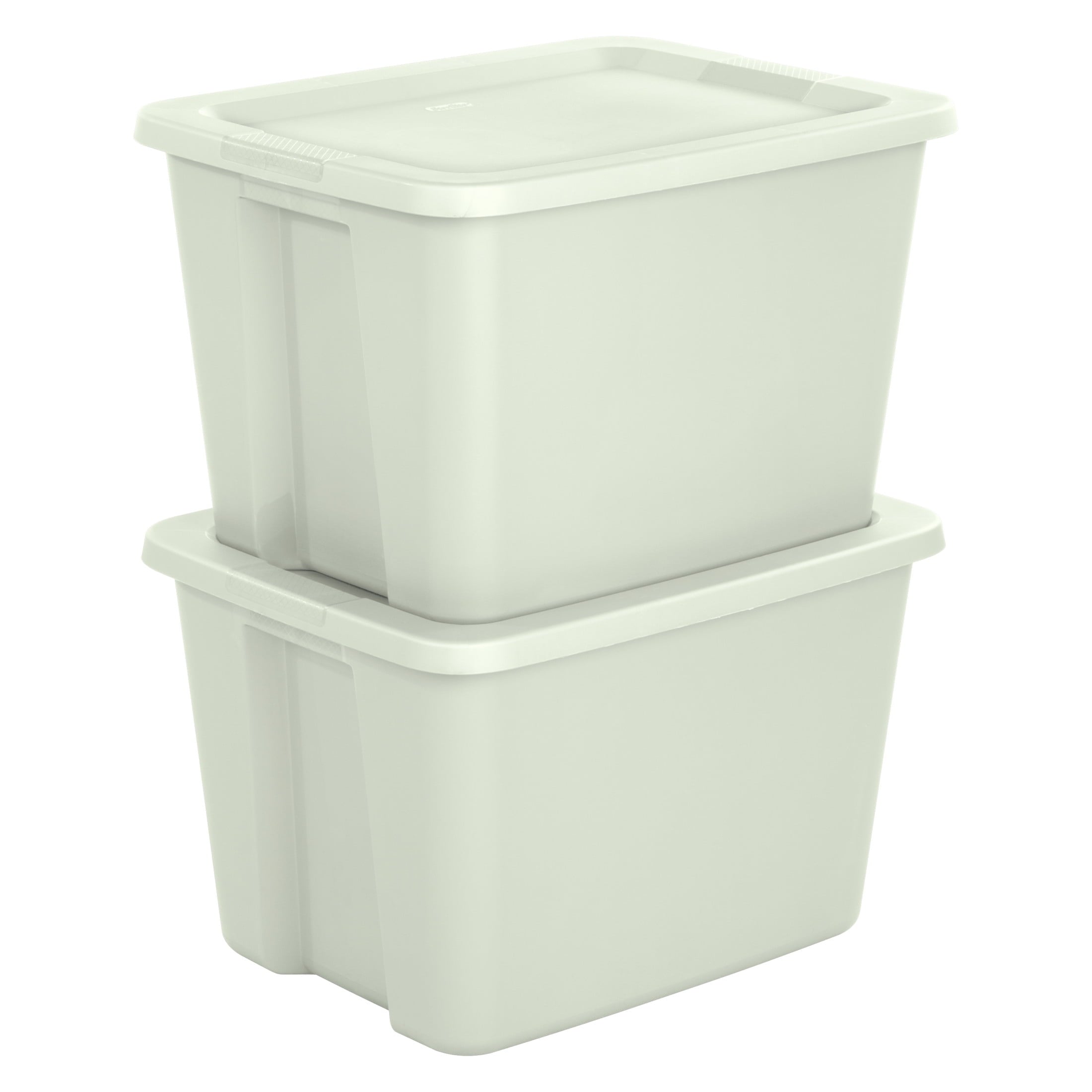 18 Gallon Tote, Plastic Storage Bin with Snap-on Lid, Light Green