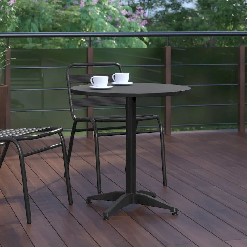 27.5 Round Aluminum Smooth Top Indoor-Outdoor Table with Base