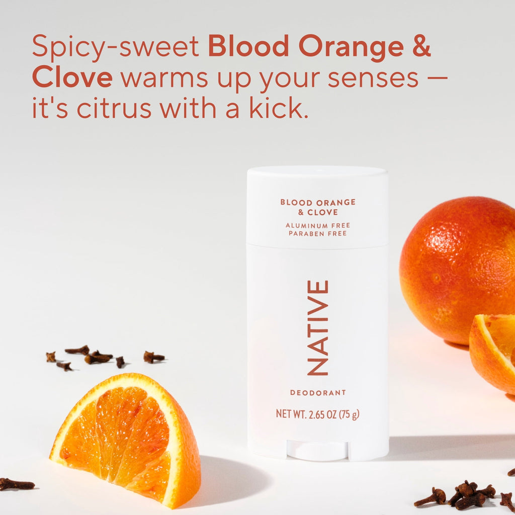 Aluminum Free Deodorant For Women, 72 Hour Solid Deodorant Stick, Blood Orange & Clove, 2.65oz
