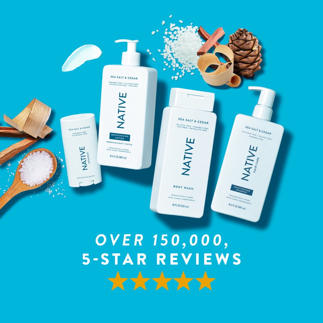 Body Wash, Sea Salt & Cedar, Sulfate Free, Naturally Derived Ingredients, 24hr Freshness, for Women & Men, 18 fl oz
