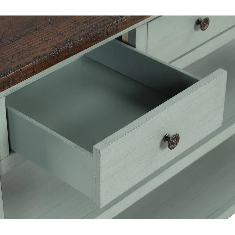 Wood Console Table with 3 Storage Drawers and 2 Shelves