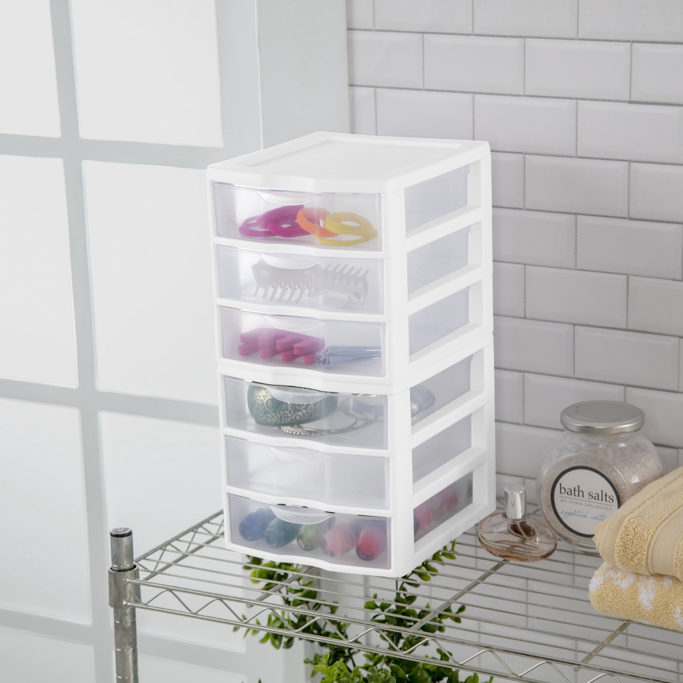 3 Drawer Clear Storage Bin, Desktop Drawer Storage Container, White