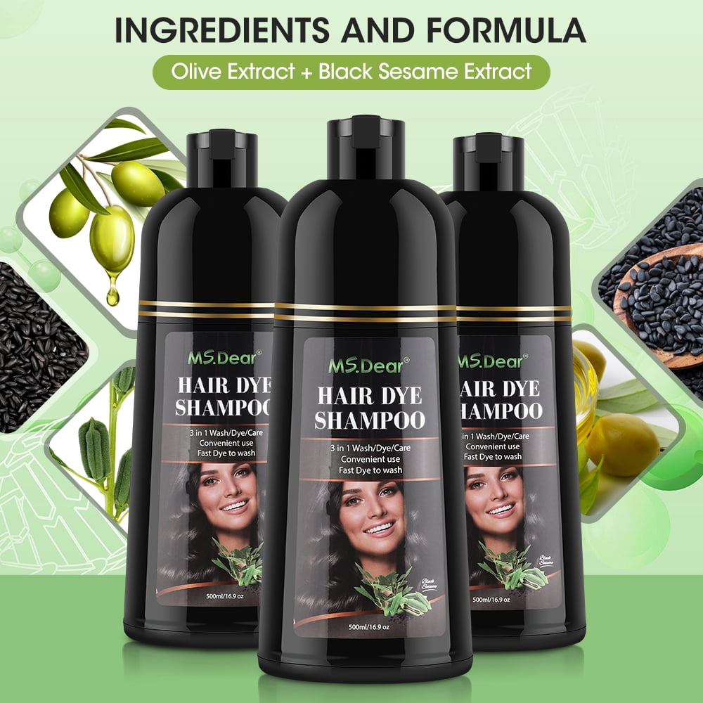 Color Shampoo, Dye Shampoo Coconut Oil Essence Moisturizing 500ml (Coffee)